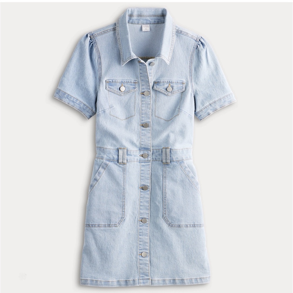Denim jumpsuit/ dress size large fits a medium new with tags